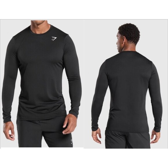 Gymshark Men’s XL Black Tech Fleece Long Sleeve Shirt Crewneck Athletic Top - Picture 1 of 6